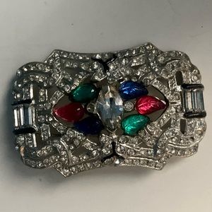 Vintage Art Deco Rhinestone Colored Fruit Salad Brooch Pin